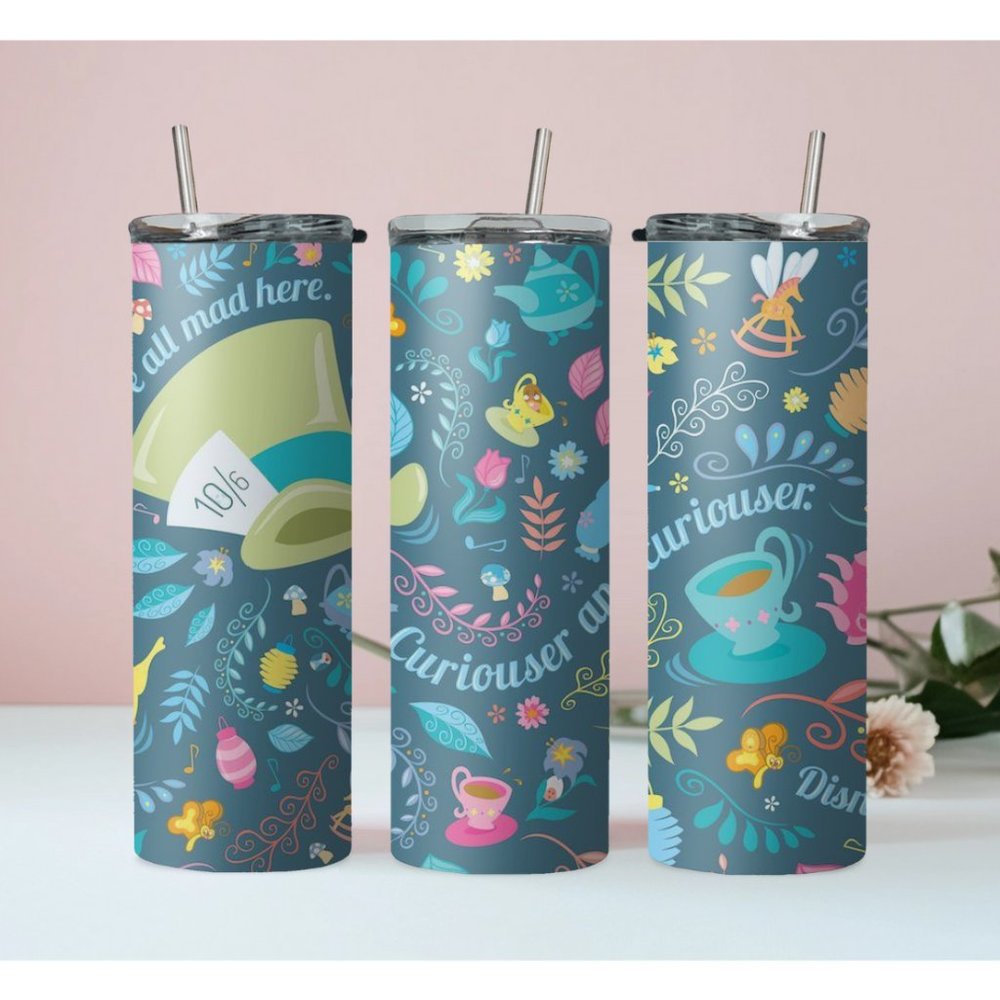 20oz Skinny Tumbler Alice in Wonderlad